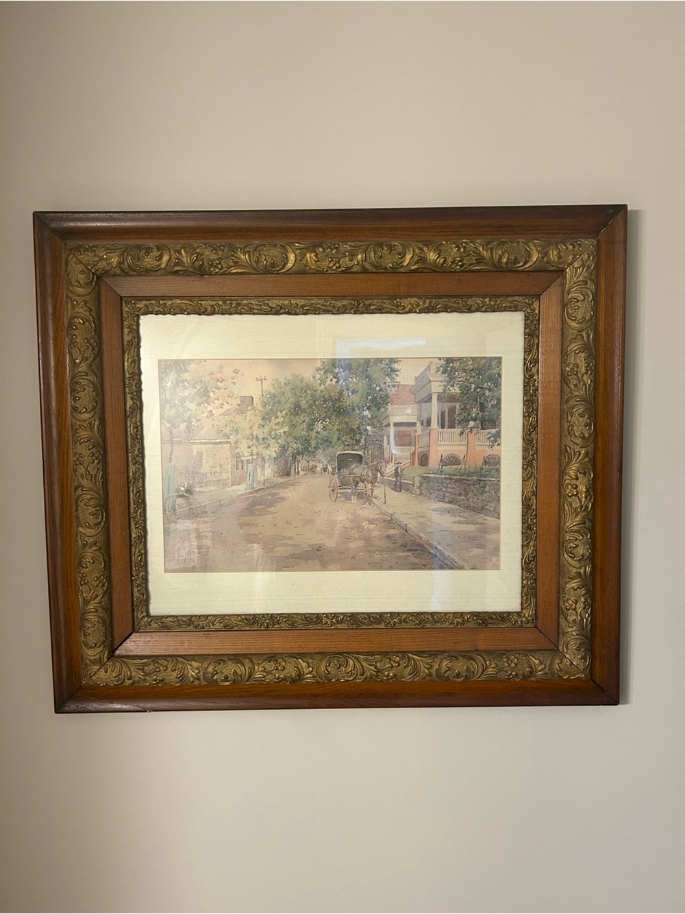 Paul Sawyier watercolor print - Old Elk’s Club in Gilt Wood Frame
